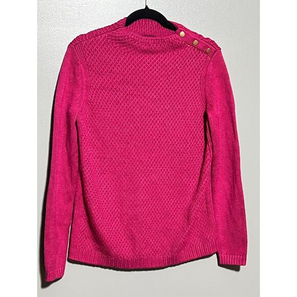 NWT Talbots Pink Chunky Sweater XS Gold Button Design on Shoulder - Picture 1 of 5
